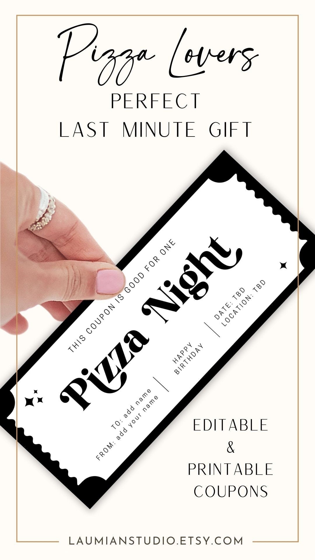 Pizza Night Gift Coupon Dinner Date Gift Certificate Template Editable Text Voucher Custom Gift Voucher Pizza Lover Certificate Culinary - LAUMIANstudio