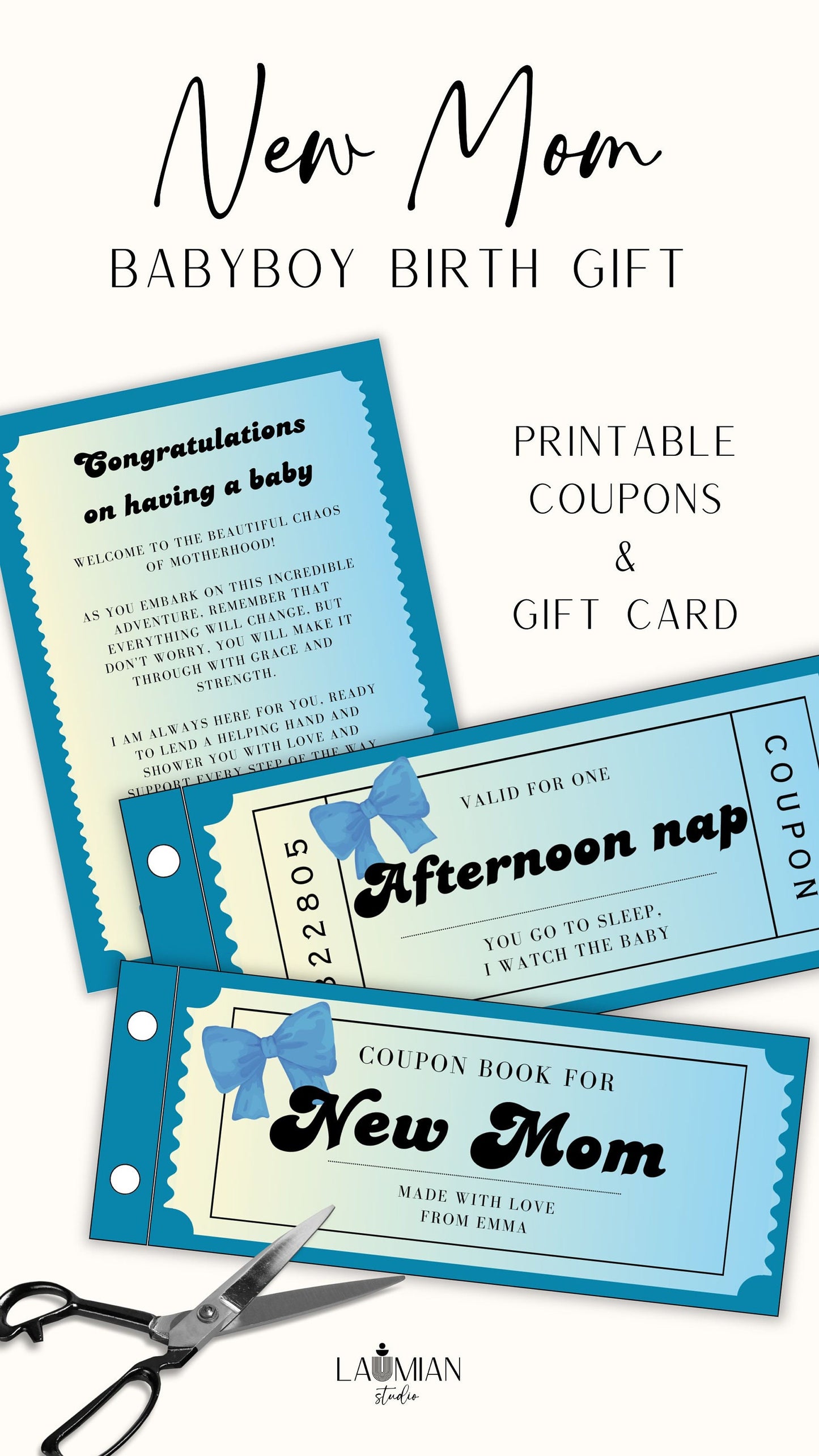 Childbirth Gift for New Boy Mama Printable Coupon Book Newborn Boy Welcome Gift Idea Baby Boy Shower Gift Coupons Supporting Gift for Mom - LAUMIANstudio