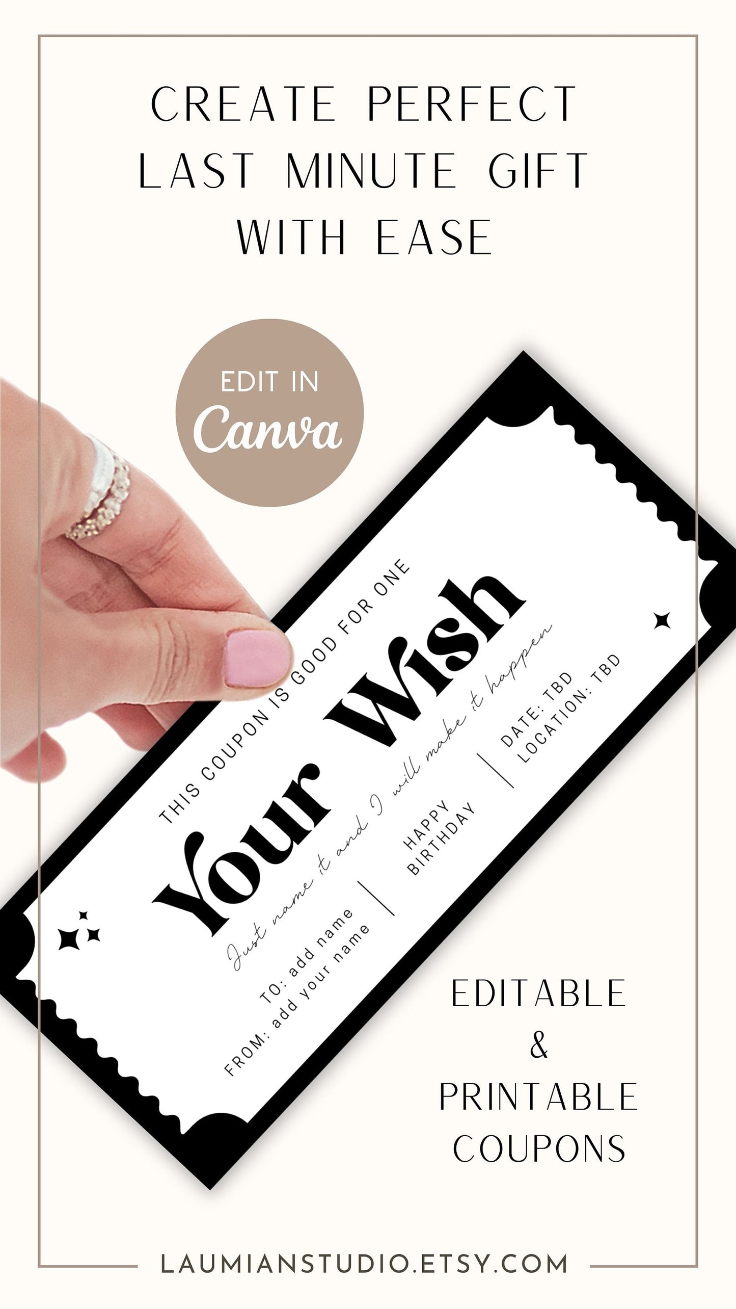 Your Wish Gift Voucher Anniversary Gift Romantic Coupon Editable Template DIY Gift Idea Couple Voucher Birthday Gift Coupon for Girlfriend - LAUMIANstudio