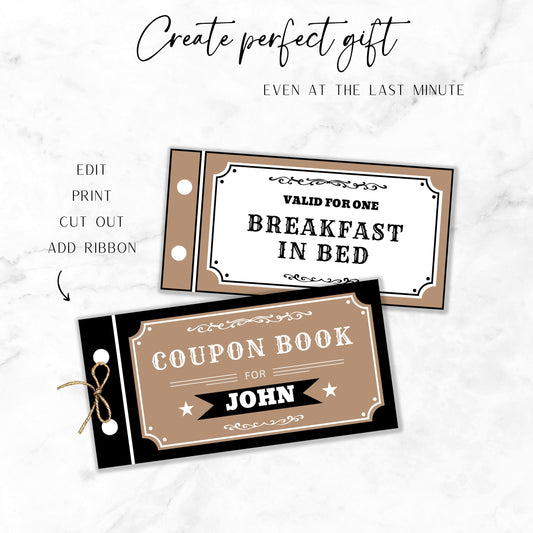 Boyfriend Birthday Coupon Book Custom Cowboy Voucher for Boyfriend Bday Gift Idea for Husband Coupon 50th Birthday Gift Hubby Gift Coupon - LAUMIANstudio
