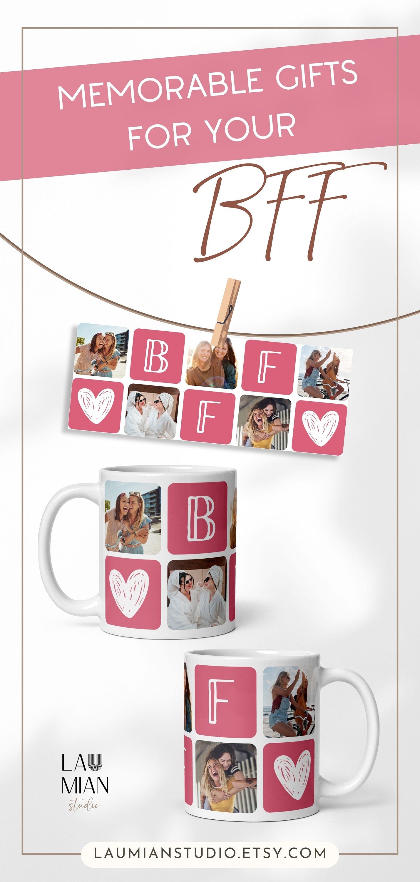 Custom Photo Bestie Mug Best Friend Gift Personalized Bestfriend Gift Photo Friendship Mug National Friendship Day Gift Idea BFF Keepsake - LAUMIANstudio