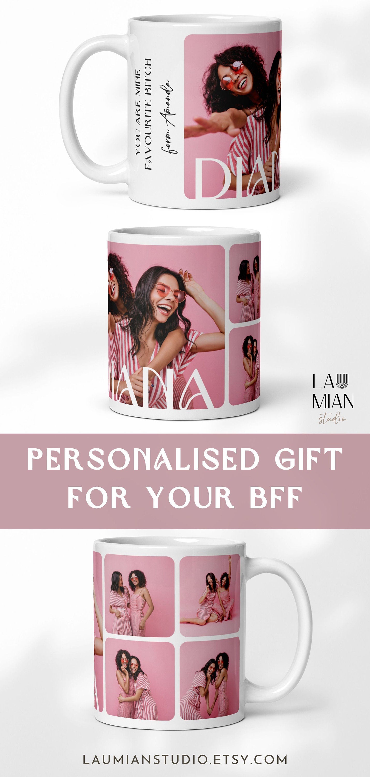 Personalized Mug with Photo Best Friend Christmas Gift Idea Custom Picture Mug for Sister Gift with My Text Mug - LAUMIANstudio