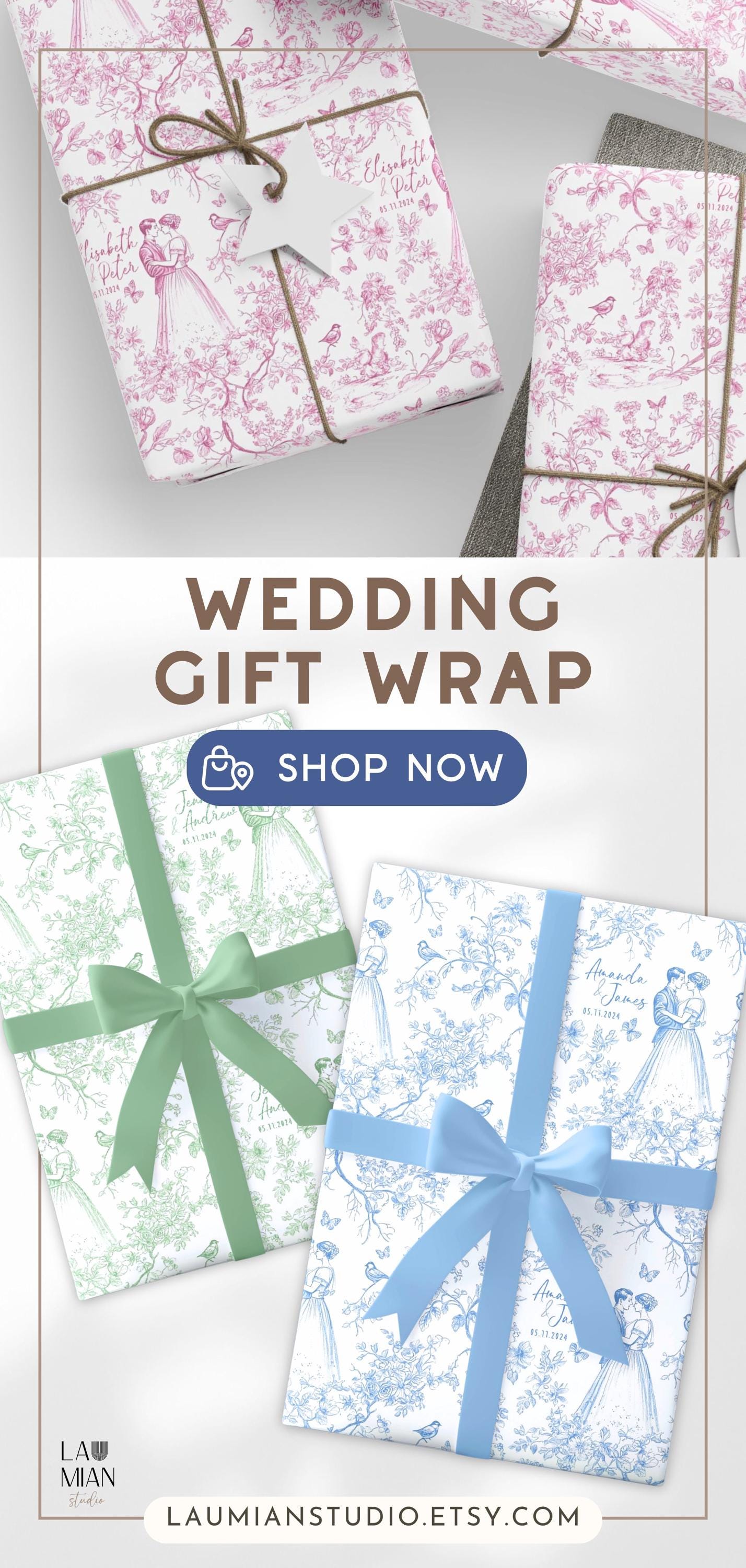 Bridal Shower Gift Wrap Personalizable Wedding Wrapping Paper Bride and Groom Name Large Gift Paper Wedding Date Gift Wrapping Bridal Shower - LAUMIANstudio