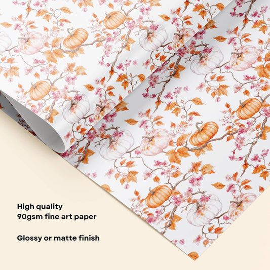 Pumpkin Wrapping paper Pink Halloween Gift Wrap Toile Fall Gift Wrap Custom Autumn Wrapping Paper Pumpkin Birthday Gift Wrap Autumn Wedding - LAUMIANstudio
