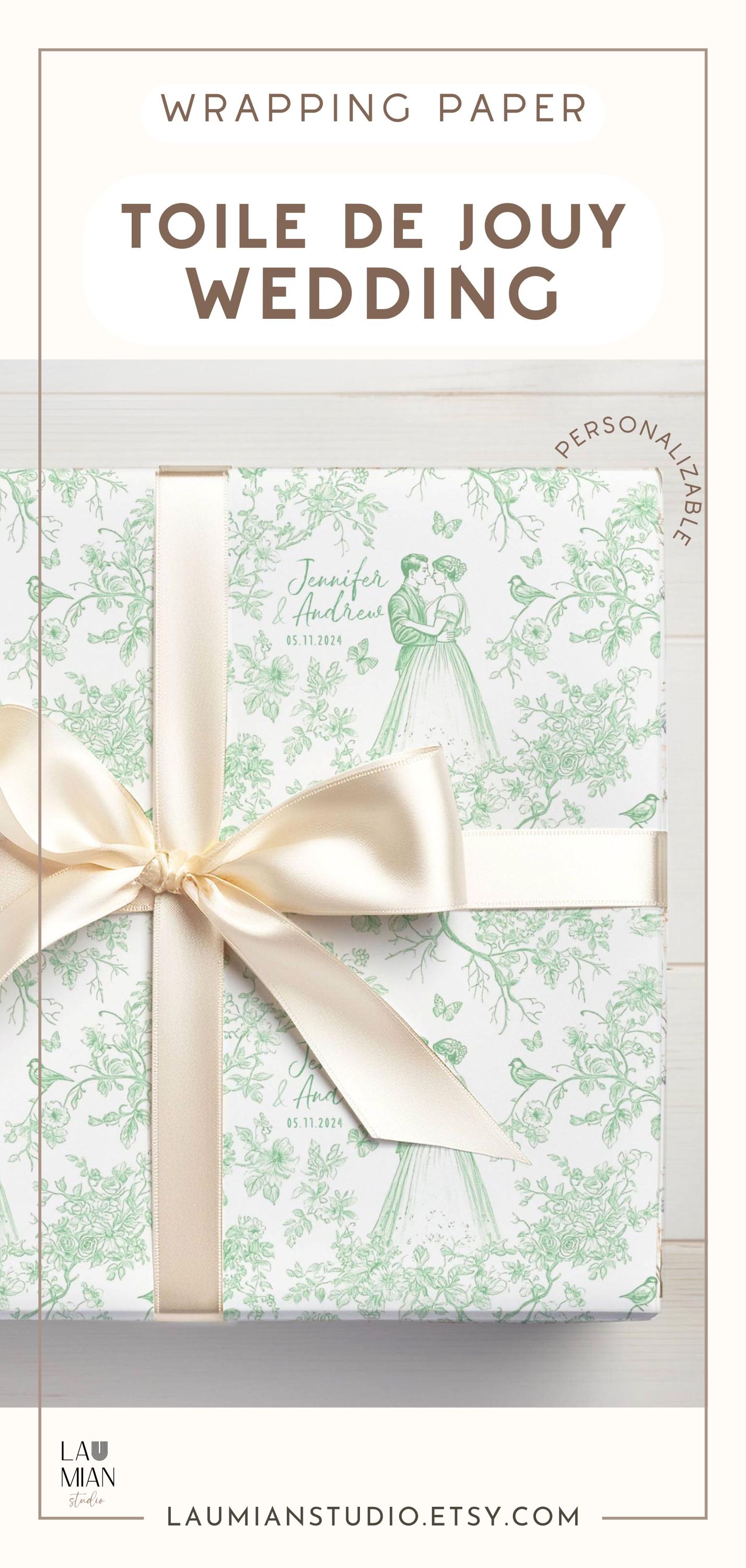 Autumn Toile Wedding Gift Wrapping Paper Minimalist Wedding Gift Wrap for Wedding Present Wrapping Paper Personalized Bride To Be Gift Wrap - LAUMIANstudio