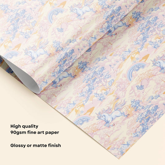 Girl Unicorn Wrapping Paper Pastel Unicorn Present Wrap Unicorn Birthday Gift Wrap Pastel Rainbow Party Wrap Unicorn Party Supplies Rainbow - LAUMIANstudio