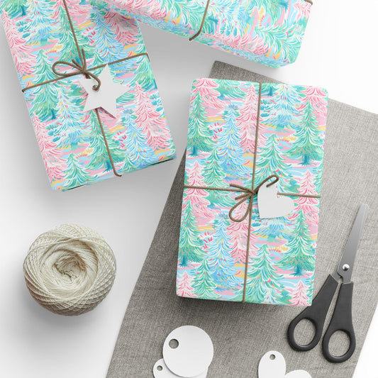 Preppy Mint Wrapping Paper Roll Retro Holiday Gift Wrap Custom Holiday Wrapping Paper Preppy Pastel Gift Packaging Paper Xmas Gift Wrapping - LAUMIANstudio