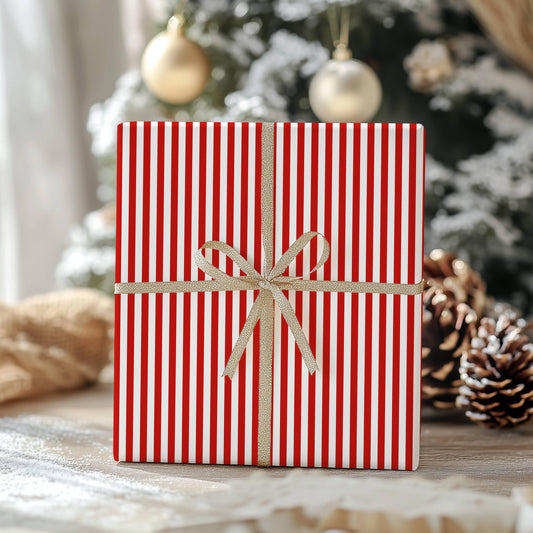 Red Candy Striped Gift Wrapping Paper Red White Stripes Christmas Wrapping Paper Roll Holiday Classic Red Gift Wrap Classic Stripes Paper - LAUMIANstudio