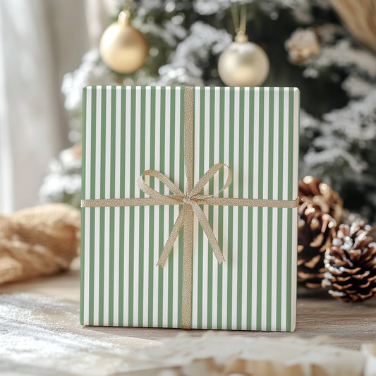 Vintage Green Striped Gift Wrap Paper Roll Green Red Stripes Christmas Wrapping Paper Festive Holiday Green Gift Wrap for Husband Boyfriend - LAUMIANstudio