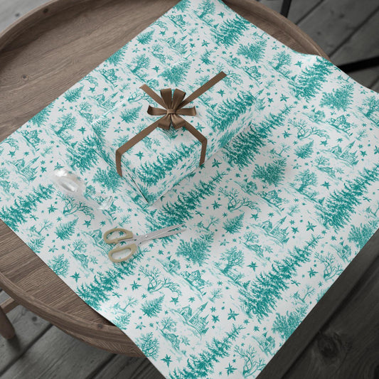 Preppy Christmas Wrapping Paper Chinoiserie Mint Green Holiday Gift Wrap Turquoise Christmas Wrapping Roll Mint Christmas Toile Gift Wrap - LAUMIANstudio