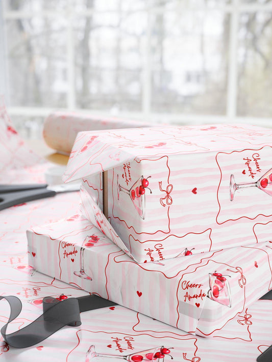 Martini Birthday Gift Wrap Custom Name Wrapping Paper Bride to Be Gift Wrap Personalized Dirty Martini Gift Wrapping Bachelorette Party - LAUMIANstudio