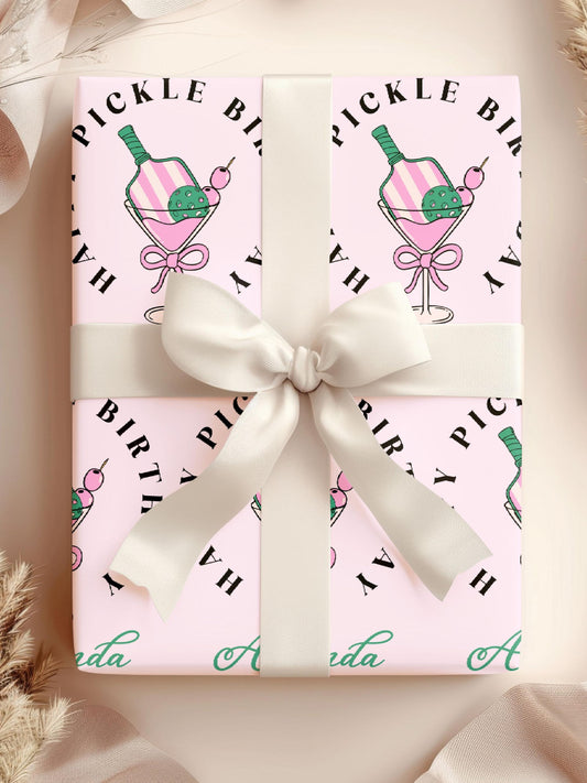 Personalized Birthday Wrapping Paper for Her: Martini, Pickleball Player Gift Wrap - LAUMIANstudio