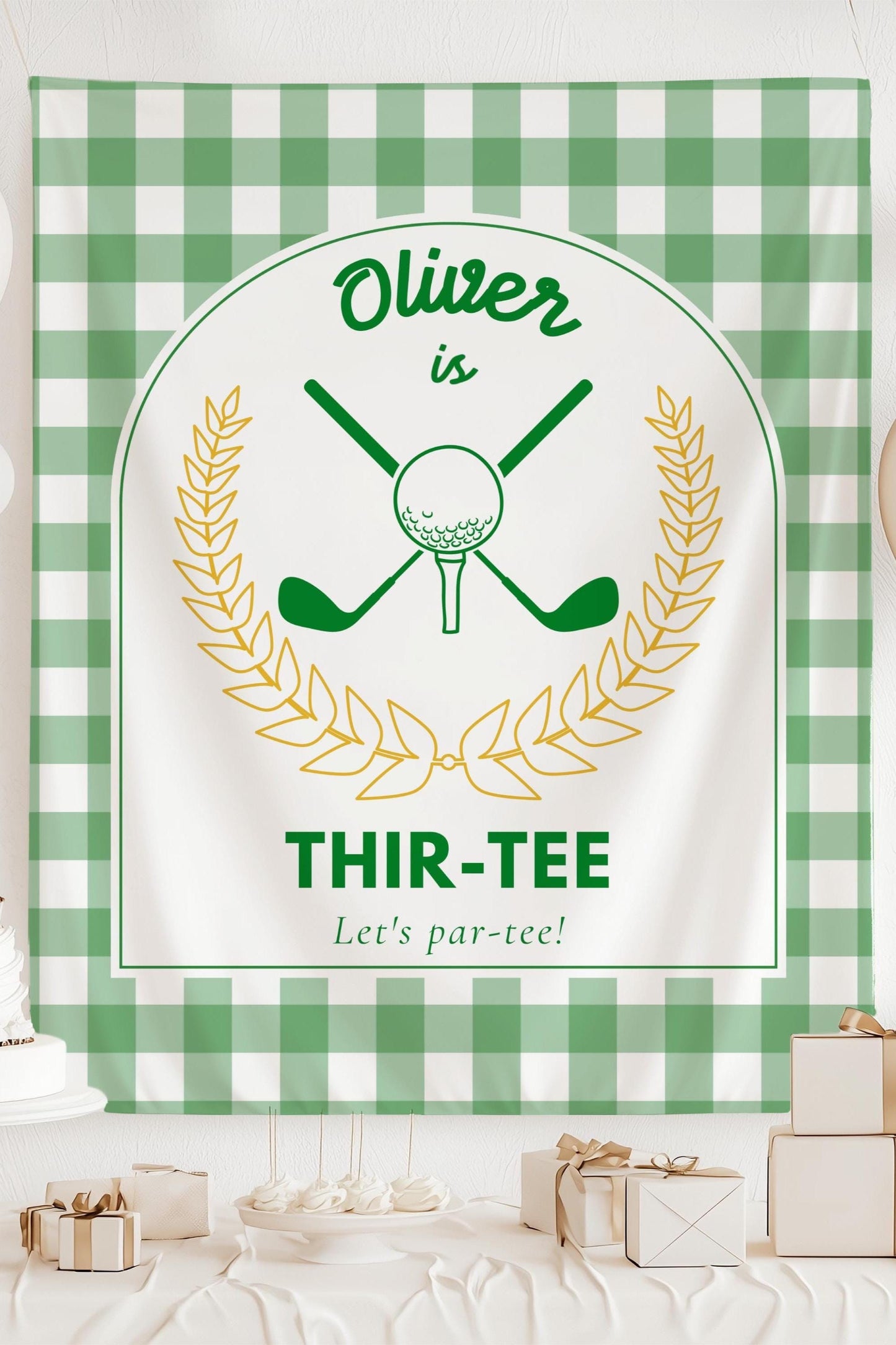 Golf 30th Birthday Banner Golf Player Birthday Party Decor Golf 30 Birthday Celebration Thir-tee Backdrop Personalized Golf Wall Tapestry - LAUMIANstudio