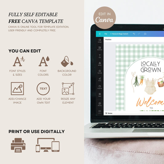 Farmer Market Baby Shower Welcome Sign Locally Grown Baby Girl Party Decoration Fruit and Vegetable Baby Shower Board Locally Grown Sign - LAUMIANstudio