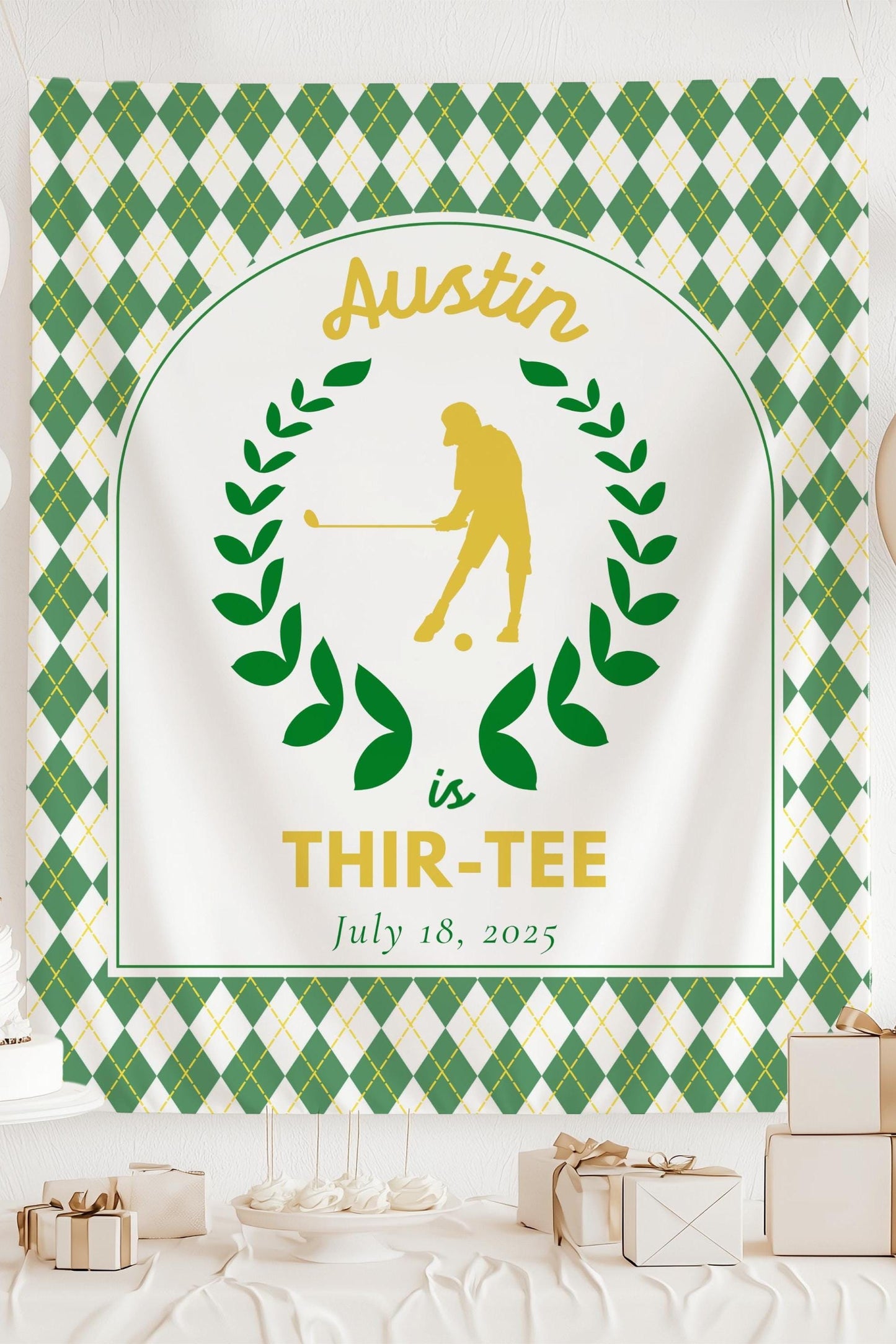 Golf Player Thir Tee Party Banner Golf 30th Birthday Backdrop 30th Birthday Decoration for Him Green 30th Birthday Tapestry Masters Party - LAUMIANstudio