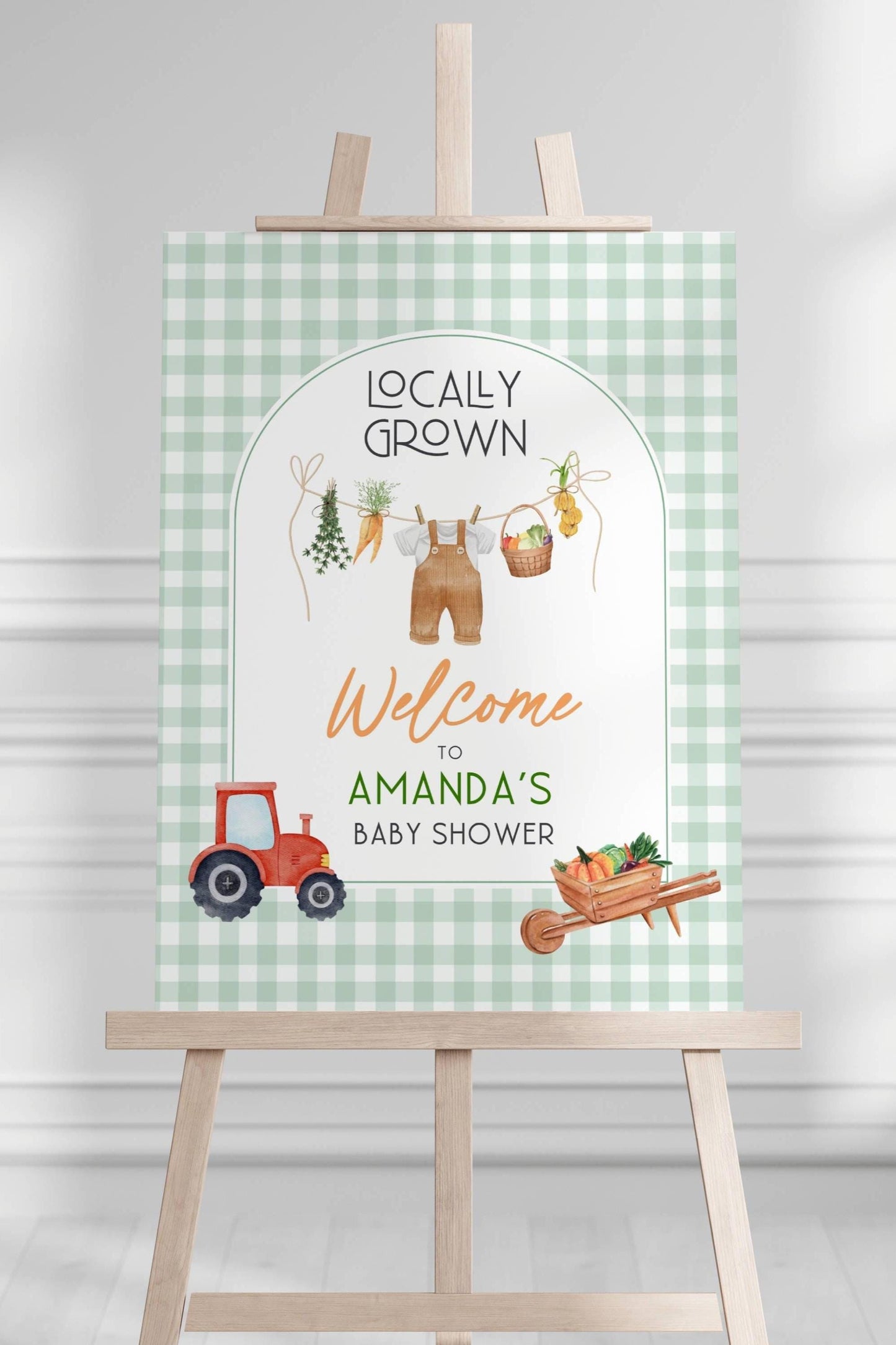 Locally Grown Welcome Sign Locally Grown Baby Shower Sign Editable Template Farm Baby Shower Sign Gender Neutral Baby Shower Decor Baby Boy - LAUMIANstudio