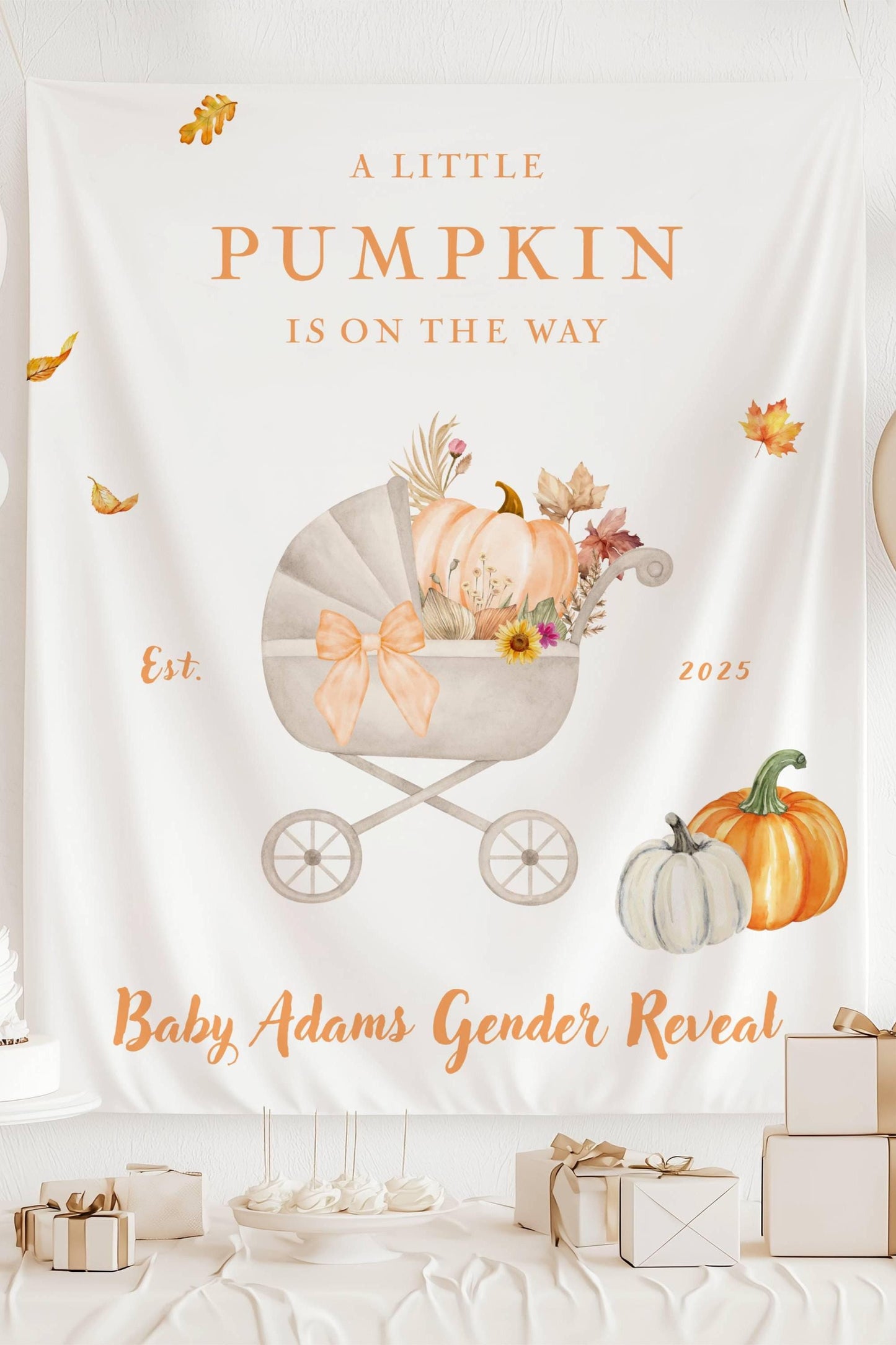 Little Pumpkin Baby Shower Banner Baby Girl Pumpkin Shower Backdrop Custom Autumn Shower Decor Pumpkin Fabric Sign Pumpkin Wall Tapestry - LAUMIANstudio