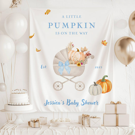 Little Pumpkin Baby Shower Banner Baby Girl Pumpkin Shower Backdrop Custom Autumn Shower Decor Pumpkin Fabric Sign Pumpkin Wall Tapestry - LAUMIANstudio