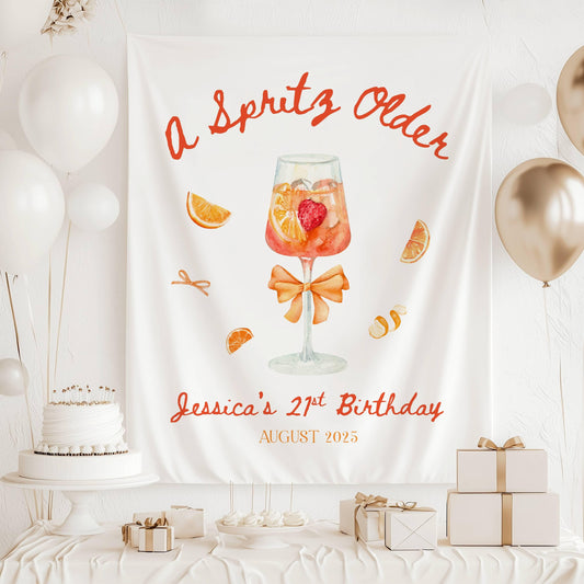 A Spritz Older Birthday Banner Personalized Spritz Birthday Backdrop Summer 30th Birthday Sign Custom 21st Birthday Sign Aperol Spritz Party - LAUMIANstudio