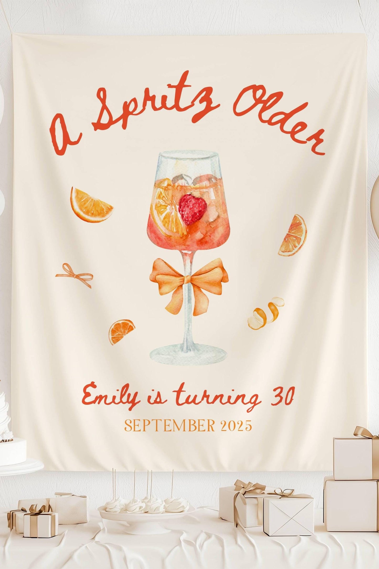 A Spritz Older Birthday Banner Personalized Spritz Birthday Backdrop Summer 30th Birthday Sign Custom 21st Birthday Sign Aperol Spritz Party - LAUMIANstudio