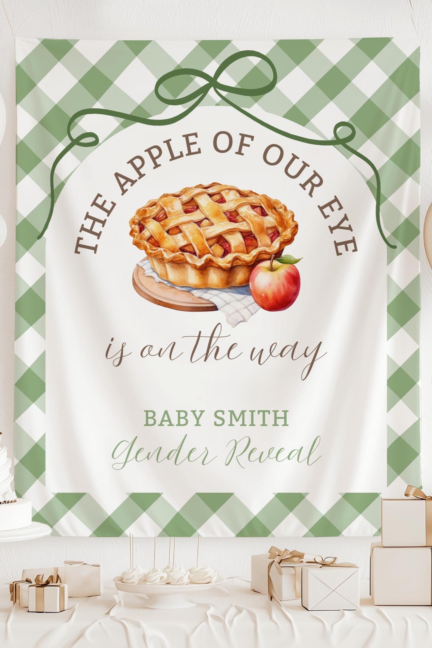 Apple of Our Eye Baby Shower Banner Apple Pie Fall Baby Shower Backdrop Custom Autumn Gender Reveal Backdrop Sweet Little Pie Welcome Sign - LAUMIANstudio
