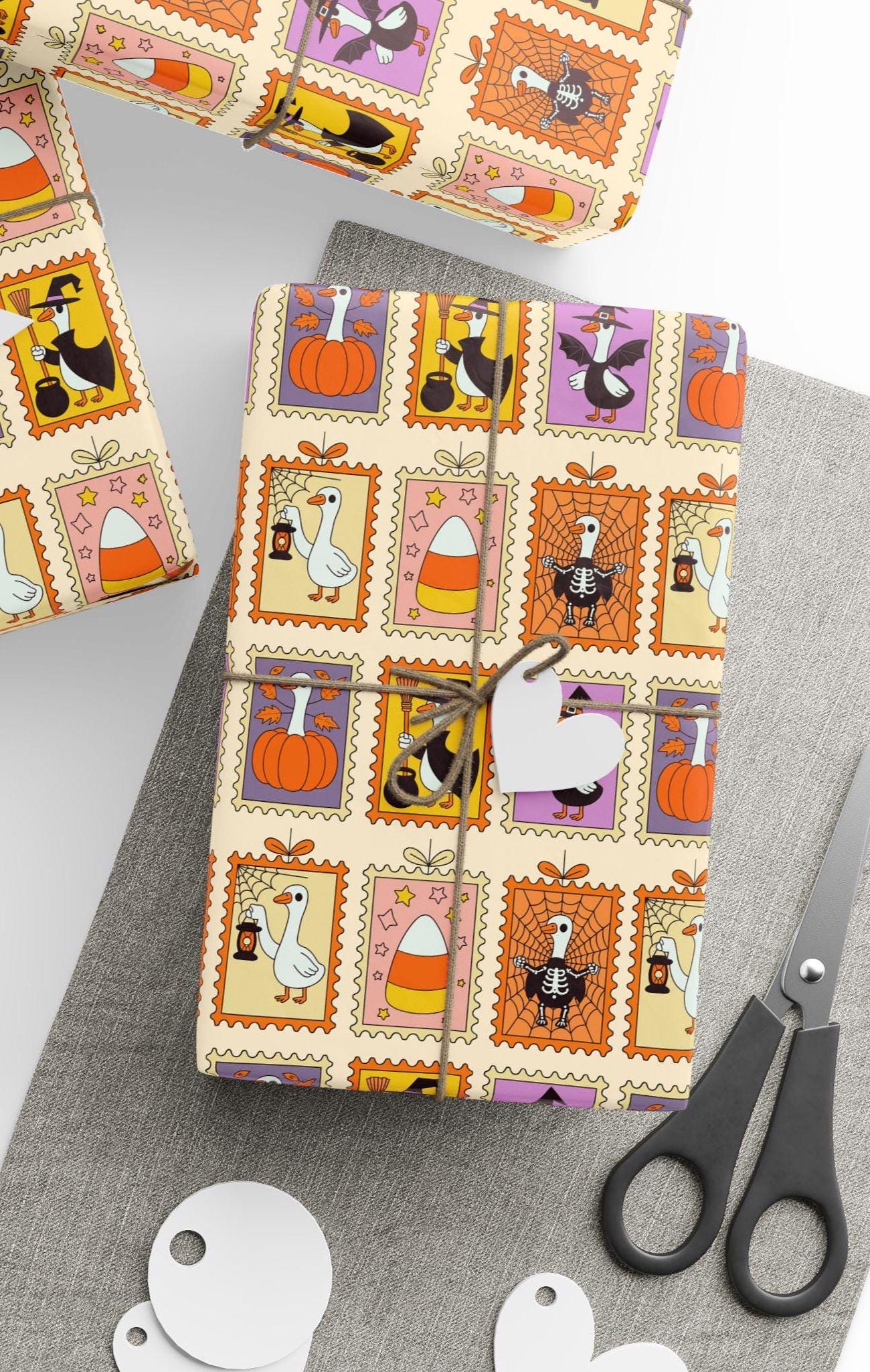 Spooky Goose Wrapping Paper Personalized First Birthday Gift Wrap Autumn Birthday Goose Wrapping Paper Roll Funny Goose Fall Gift Wrap Paper - LAUMIANstudio