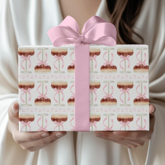 Espresso Martini Gift Wrap Martini Bachelorette Wrapping Paper She's Tying the Know Birthday Wrapping Paper Roll Cocktail Party Gift Wrap - LAUMIANstudio