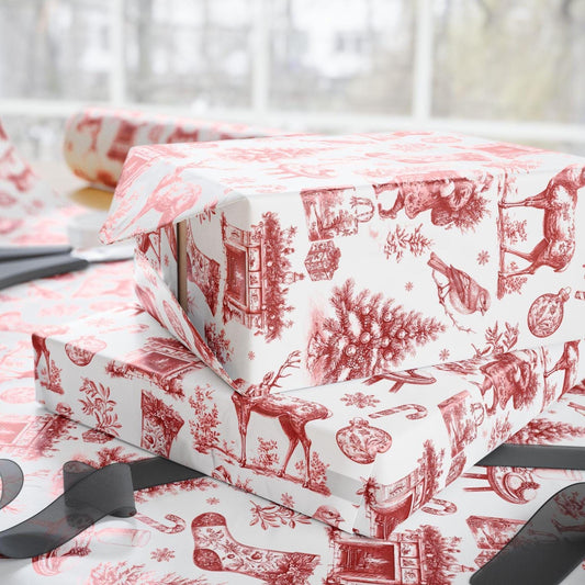 Elegant Christmas Toile Wrapping Paper Vintage Toile Gift Wrapping Paper Roll Luxury Christmas Gift Wrap Christmas Toile Present Wrap Blue - LAUMIANstudio