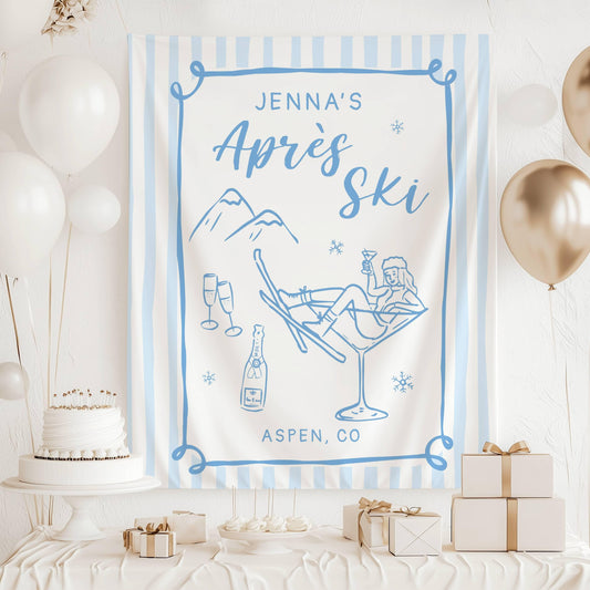 Last Toast on the Slopes Banner Custom Winter Bachelorette Banner Apres Ski Bridal Shower Backdrop Bach Weekend Ski Decor Shower in Mountain - LAUMIANstudio