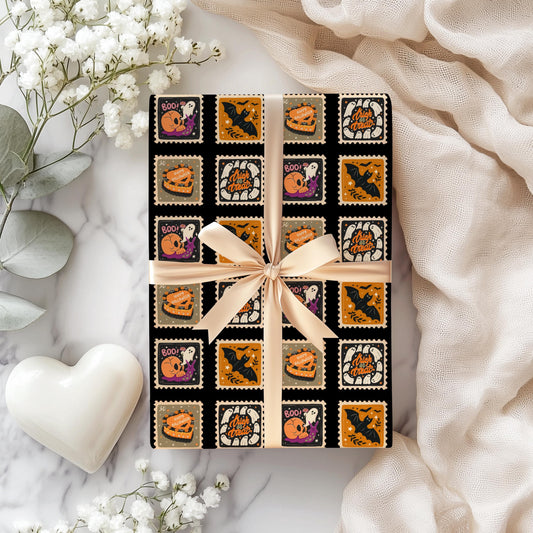 Halloween Dark Gift Wrap Spooky Halloween Wrapping Paper Black Trick or Treat Gift Paper Halloween Birthday Wrapping Paper Roll Gothic Wrap - LAUMIANstudio