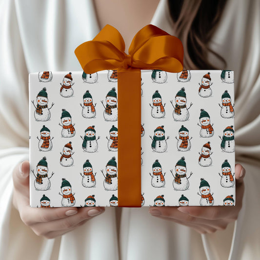 Christmas Snowman Wrapping Paper Winter Snow Birthday Gift Wrap Custom Name Wrapping Paper Showman Gift Wrap for Kid Snow Birthday Party - LAUMIANstudio