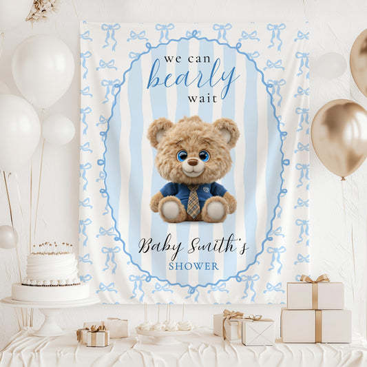 Pink We Can Bearly Wait Banner Teddy Bear Baby Shower Backdrop for Girl Teddy Baby Sprinkle Decor Pink Baby Girl Shower Decor Plush Teddy - LAUMIANstudio