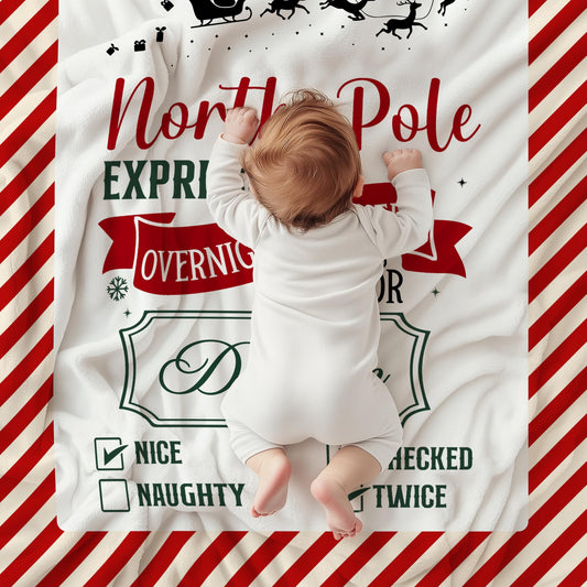 Personalized Christmas Baby Blanket North Pole Mail Blanket Custom Name Santa Baby Throw Baby 1st Christmas Blanket North Pole Express - LAUMIANstudio
