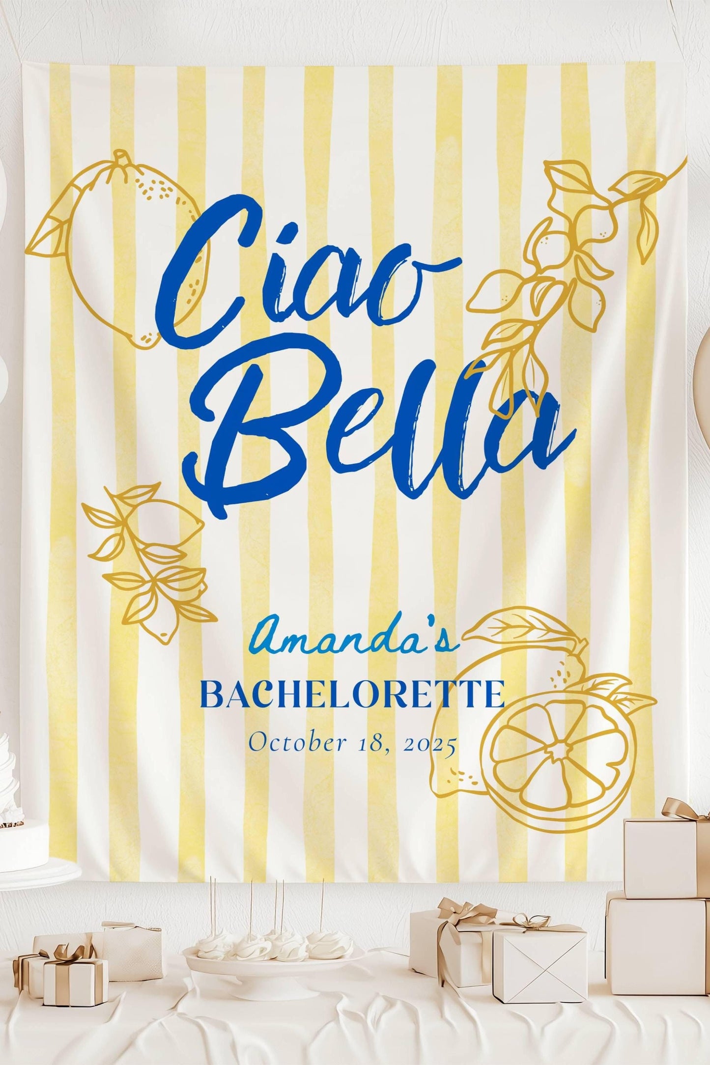 Ciao Bella Bachelorette Banner Italian Bachelorette Party Decor Ciao Bride Personalized Backdrop Ciao to Miss Bridal Shower Welcome Sign - LAUMIANstudio
