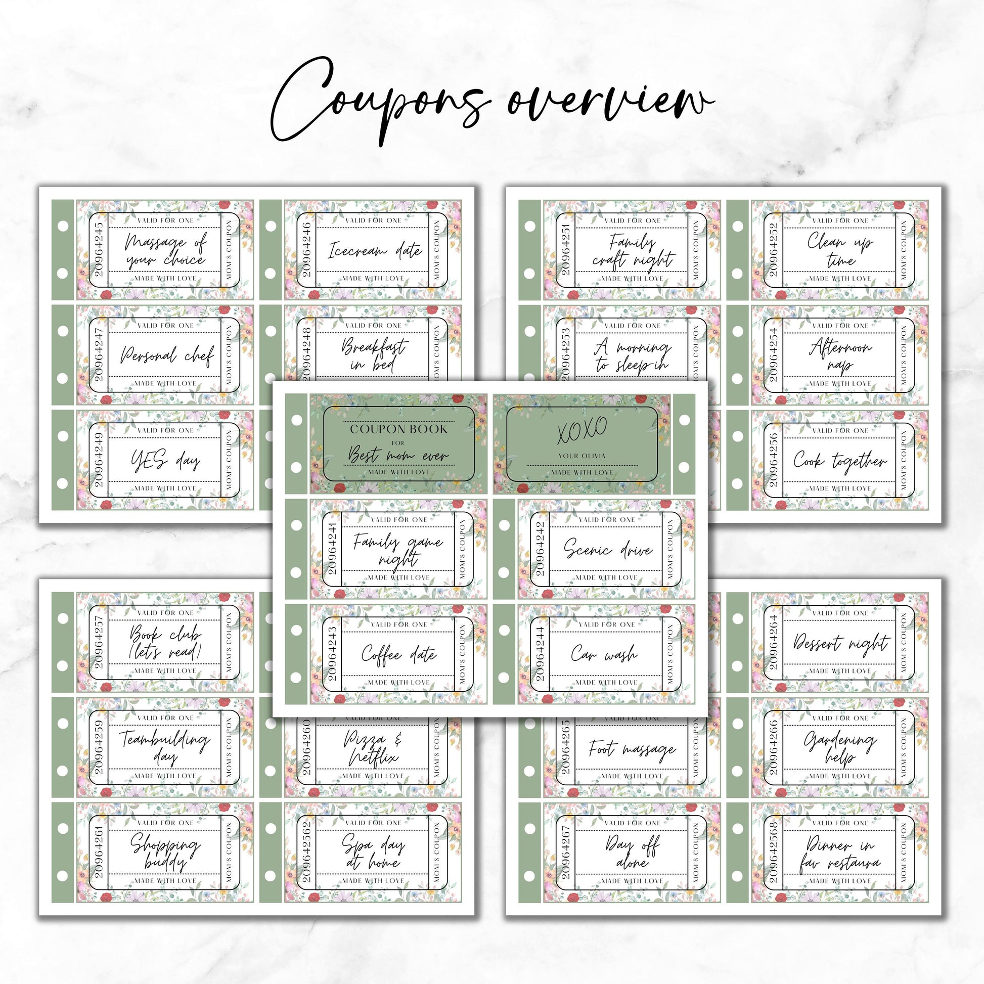 Wildflower Mama Birthday Gift Coupon Book for Mom Editable Coupon Birthday Mommy Voucher from Daughter on Budget Gift Idea Canva Template - LAUMIANstudio