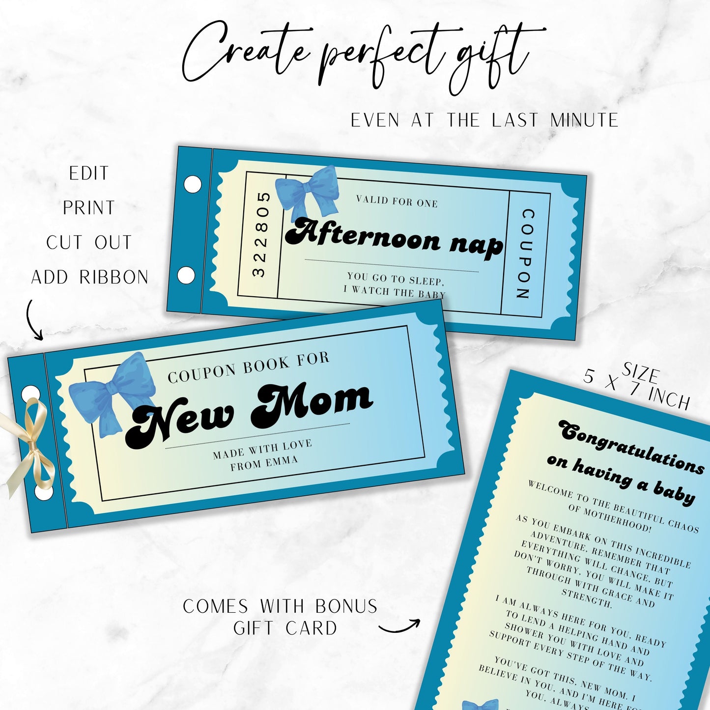 Childbirth Gift for New Boy Mama Printable Coupon Book Newborn Boy Welcome Gift Idea Baby Boy Shower Gift Coupons Supporting Gift for Mom - LAUMIANstudio