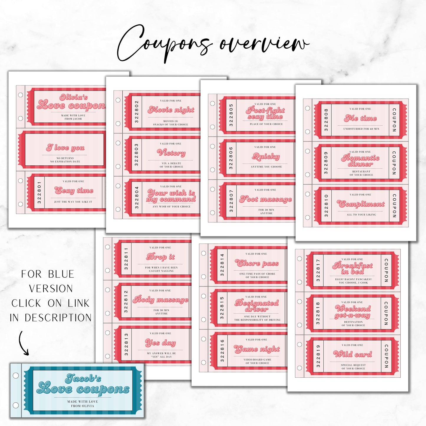 Couple in Love Coupon Book Love Gift for Girlfriend Idea Gift for Wife Wedding Anniversary Last Minute Gift Wedding Coupon Love Voucher Gift - LAUMIANstudio