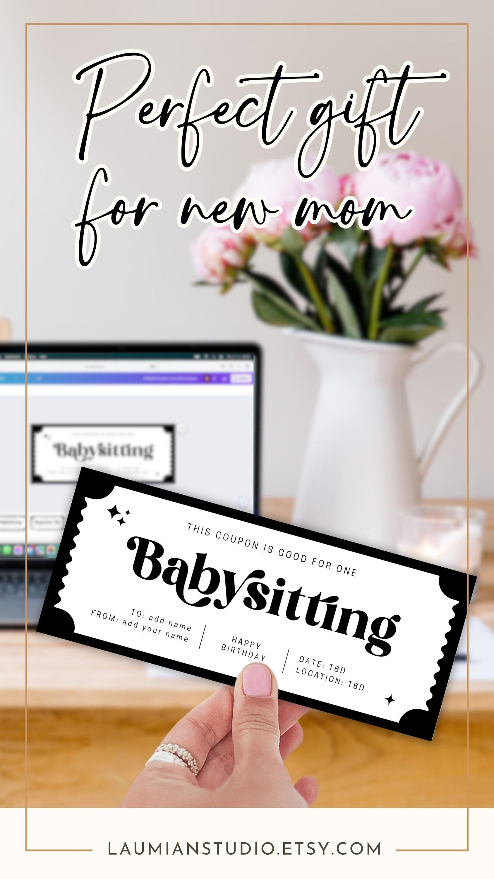 Babysitting Coupon Gift New Mom Babysitting Voucher Editable Babysitting Gift Coupon Template Printable Baby Sitting Ticket Gift Certificate - LAUMIANstudio
