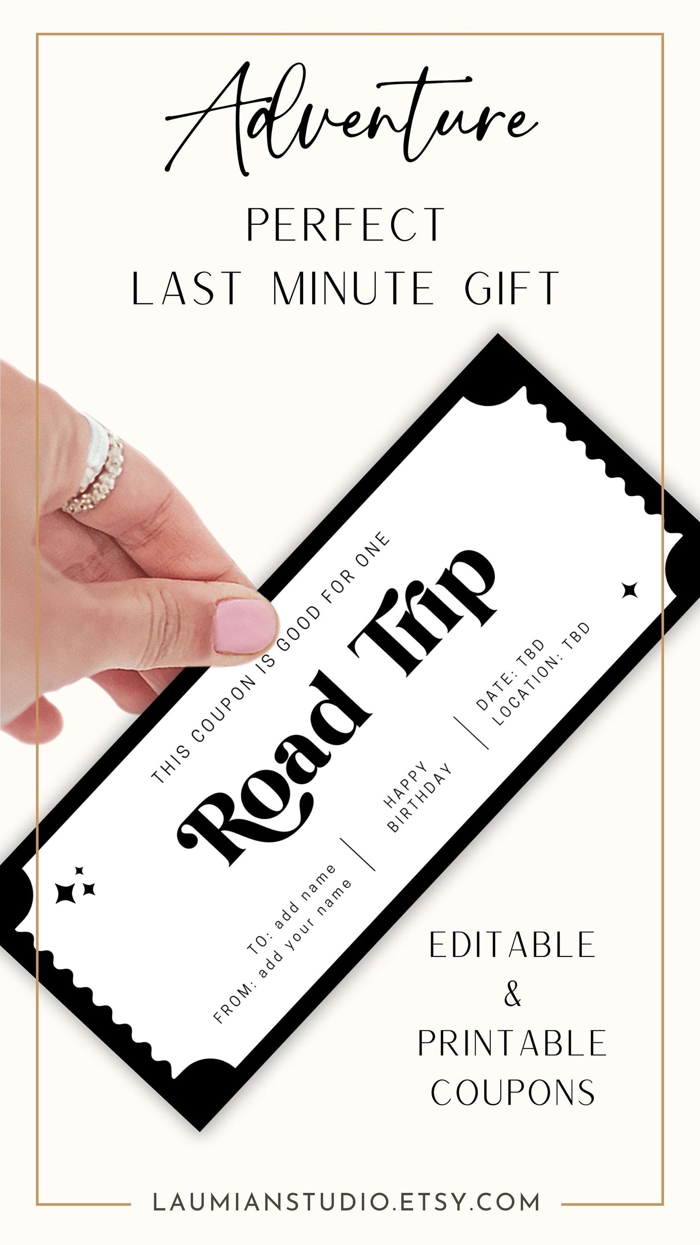 Custom Road Trip Coupon Travel Surprise Gift for Best Friend Road Trip Voucher Editable Coupon Template Road Trip Gift Voucher Custom Text - LAUMIANstudio