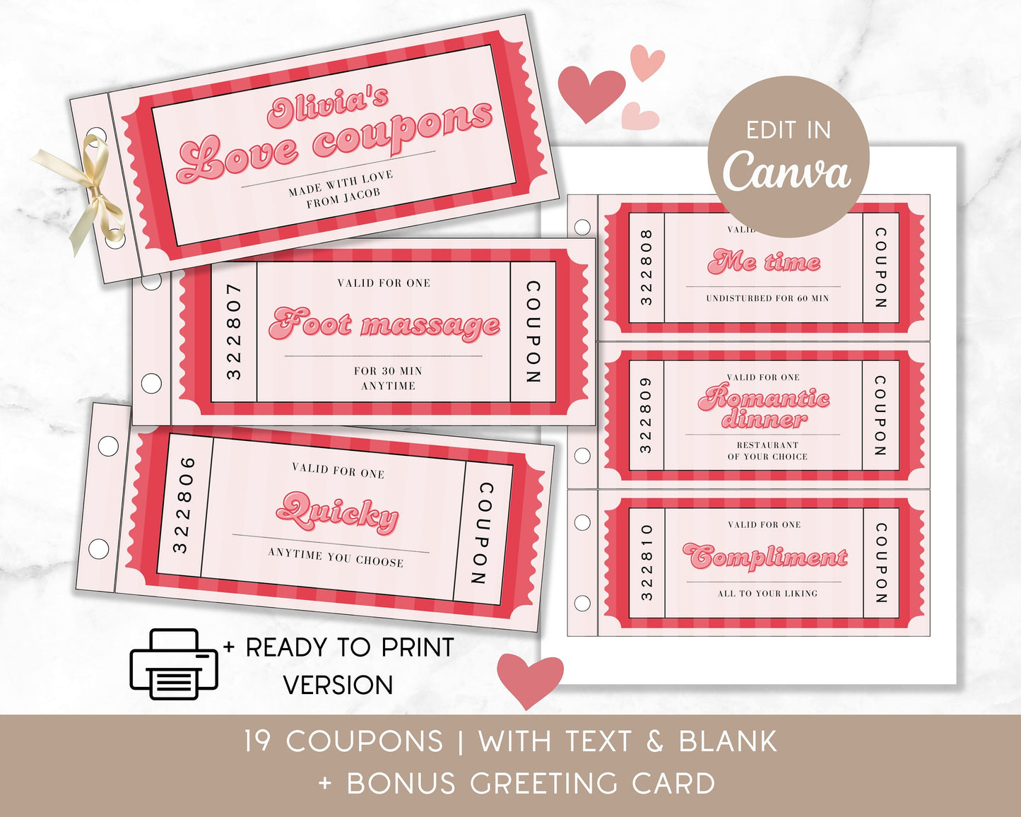 Couple in Love Coupon Book Love Gift for Girlfriend Idea Gift for Wife Wedding Anniversary Last Minute Gift Wedding Coupon Love Voucher Gift - LAUMIANstudio