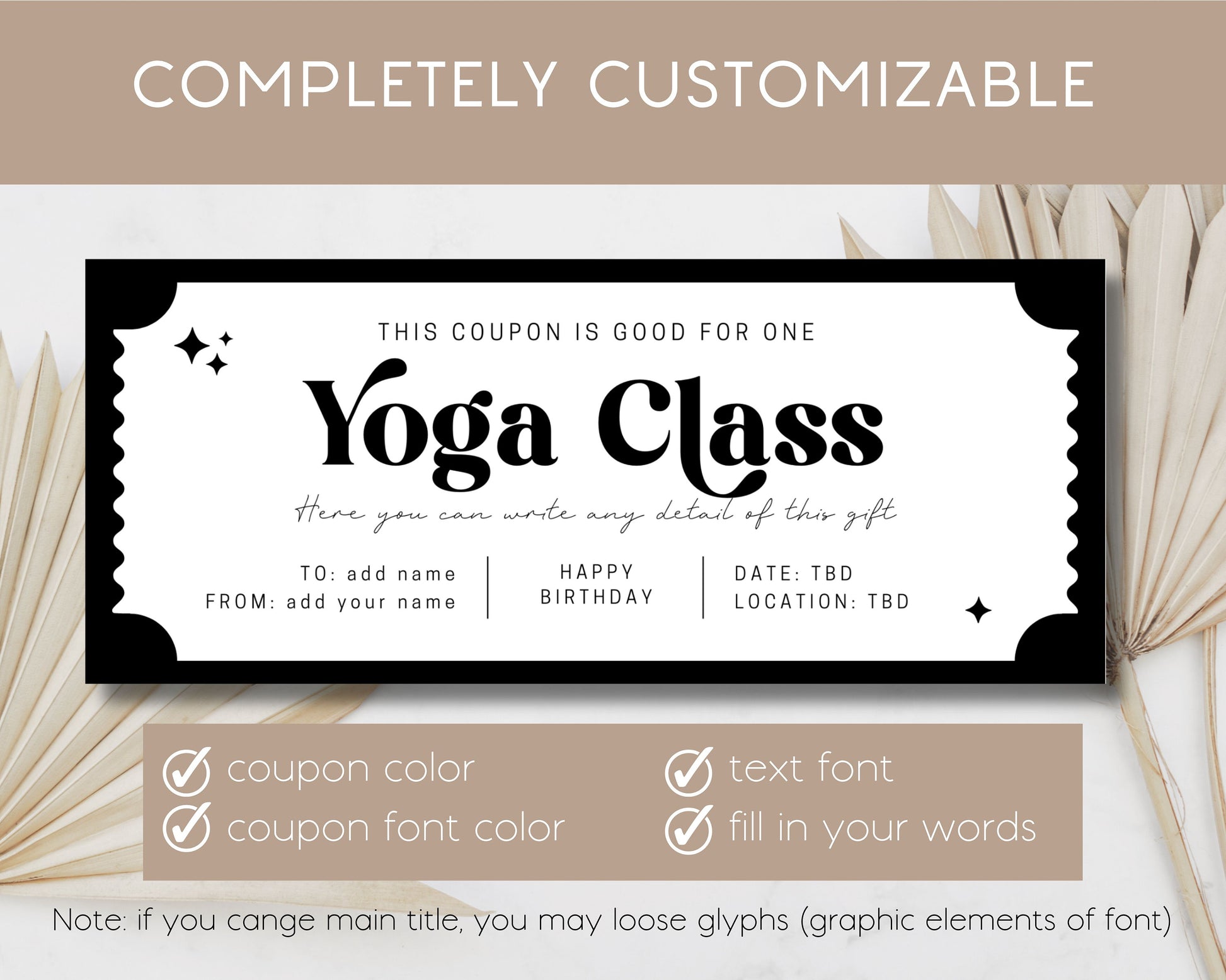 Yoga Class Gift Coupon Yogini Birthday Gift Idea Yoga Lover Voucher Editable Canva Template Bestie Exercise Gift for Coworker On Budget Gift - LAUMIANstudio