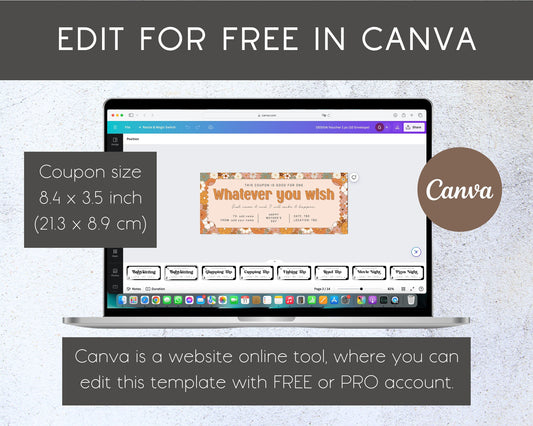 Retro Flower Gift Voucher Whatever You Wish Gift Coupon Editable Birthday Certificate Gift for Grandma Birthday Custom Ticket Mothers Day - LAUMIANstudio