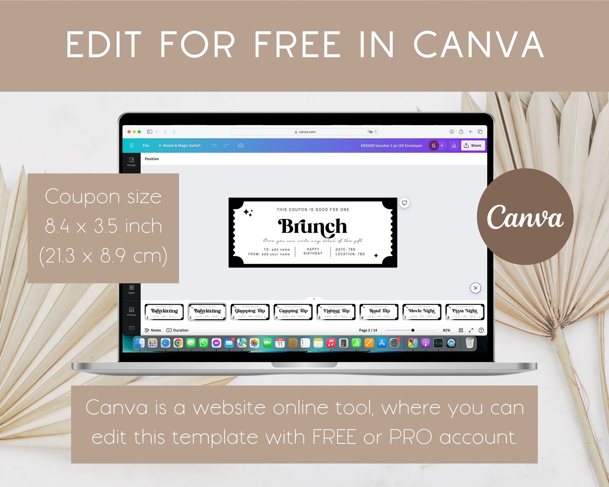 Personalized Brunch Gift Voucher Editable Brunch Coupon Gift for Reader Gift Idea Teenage Daughter Brunch Ticket Graduation Last Minute Gift - LAUMIANstudio