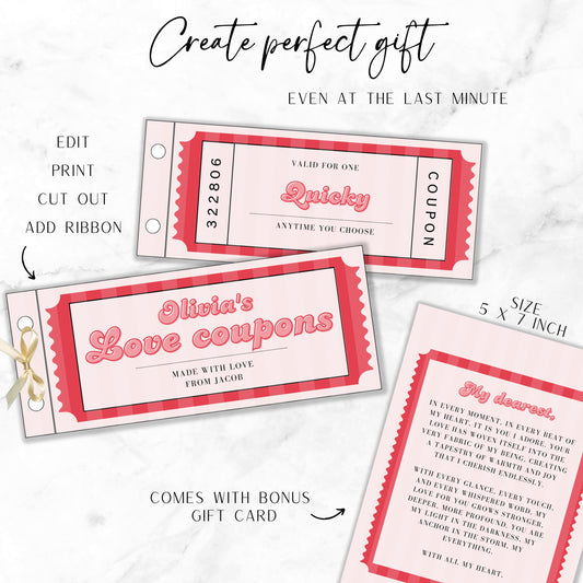 Couple in Love Coupon Book Love Gift for Girlfriend Idea Gift for Wife Wedding Anniversary Last Minute Gift Wedding Coupon Love Voucher Gift - LAUMIANstudio