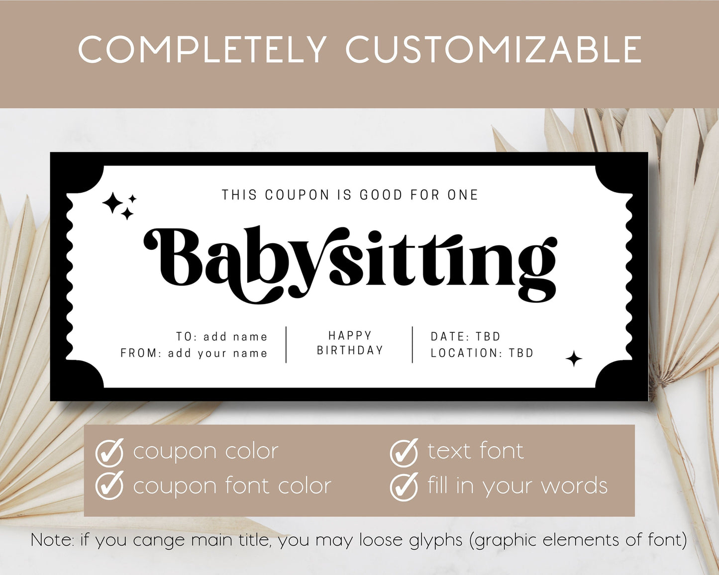Babysitting Coupon Gift New Mom Babysitting Voucher Editable Babysitting Gift Coupon Template Printable Baby Sitting Ticket Gift Certificate - LAUMIANstudio
