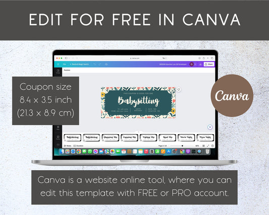 Wildflower Custom Babysitting Coupon Gift for Mama Baby Shower Gift Voucher Editable Template Custom Text Coupon Floral Babysitting Ticket - LAUMIANstudio
