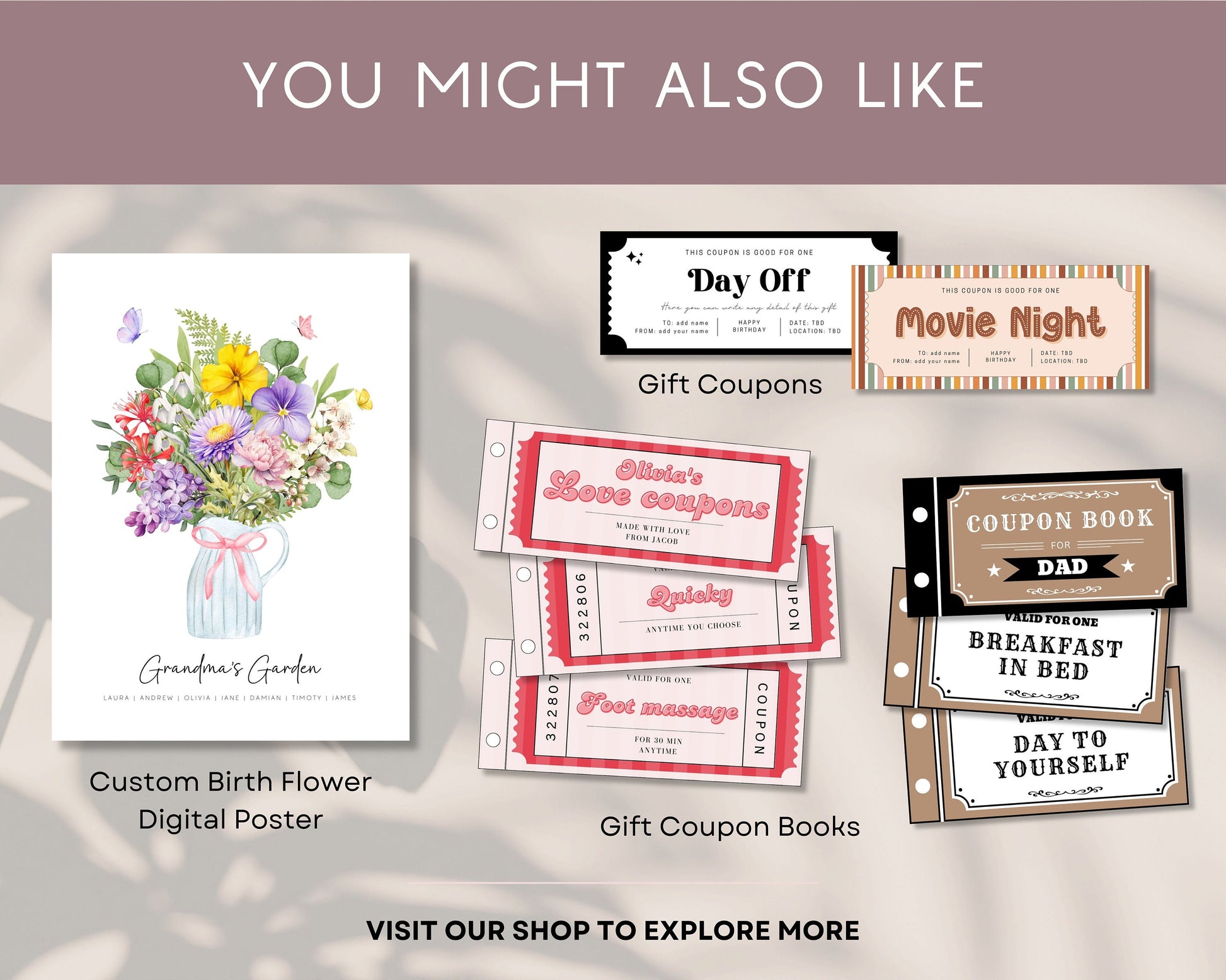 Groovy Happy Birthday Coupon Gift for Her Coupon Birthday Digital Coupon Retro Custom Voucher Happy Birthday Ticket Editable Canva Template - LAUMIANstudio