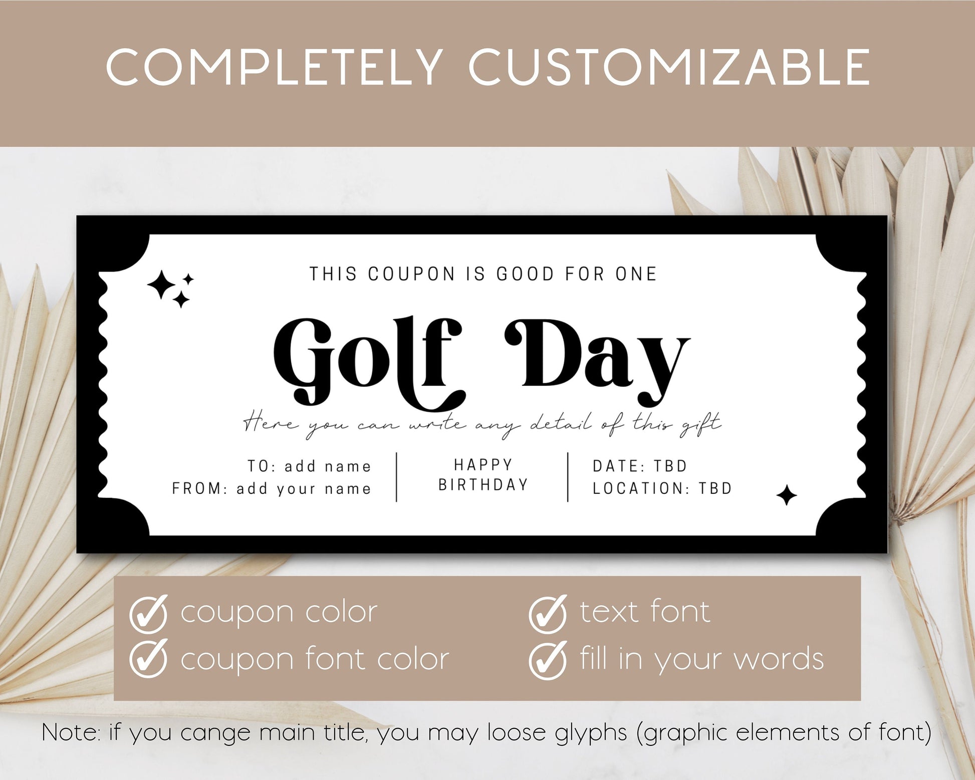 Golf Day Gift Coupon Golf Player Birthday Gift Idea Golf Voucher for Him Present Golf Ticket for Husband Anniversary Gift Golf Card Template - LAUMIANstudio