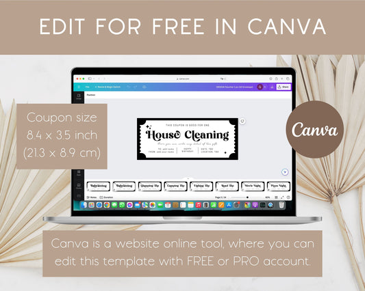 House Cleaning Gift Coupon Home Cleaning Voucher Editable Certificate New Home Help Ticket Custom Template Gift for Grandma Get Well Gift - LAUMIANstudio