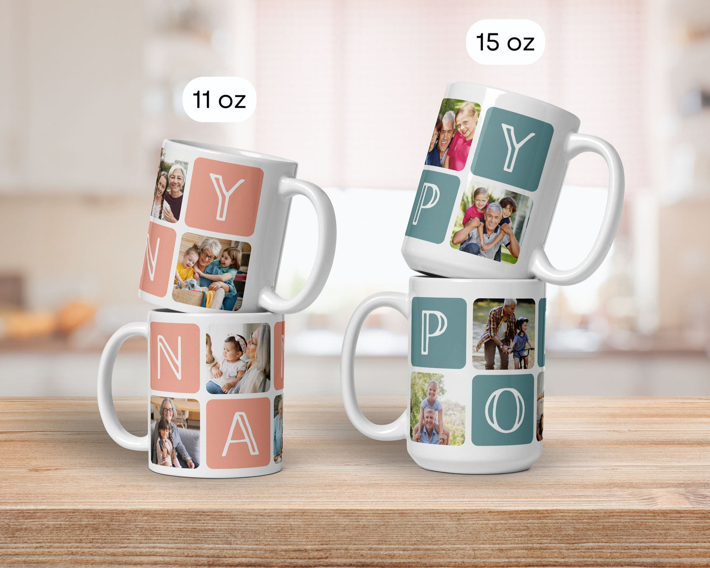 Personalised Grandad Mug Custom Grandpa Photo Mug for Grandad Birthday Gift for PAPA 60th Birthday Gift from Grandchildren Picture Grid Gift - LAUMIANstudio